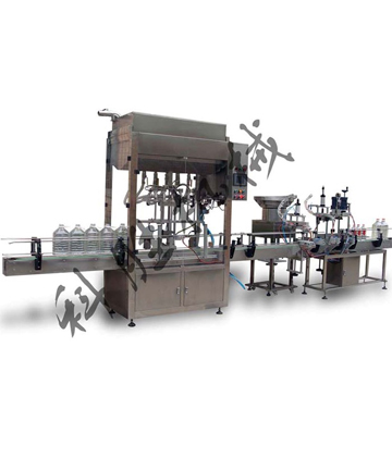 食用油灌装旋盖贴标喷码线，方案